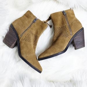 Lucky Brand cut out zipper brown suede booties